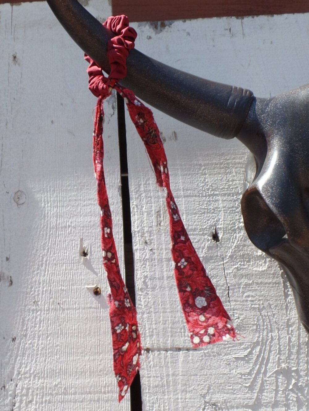 Hand Crafted Hair Tie Swag (1) RED/CREAM